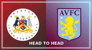 Image of the Bradford (Park Avenue) and Aston Villa crests side by side