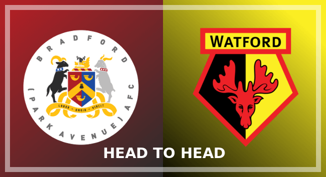 Image of the Bradford (Park Avenue) and Watford FC crests side by side