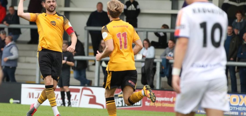 Luca Havern celebrates his goal with Will Longbottom