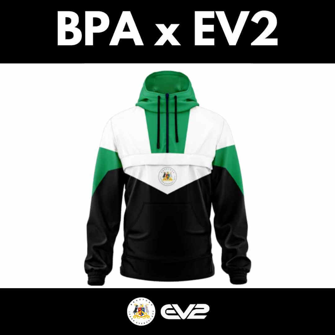 BPA x EV2 White, Green & Black 1/4 Zip Hoodie – Bradford (Park Avenue) AFC